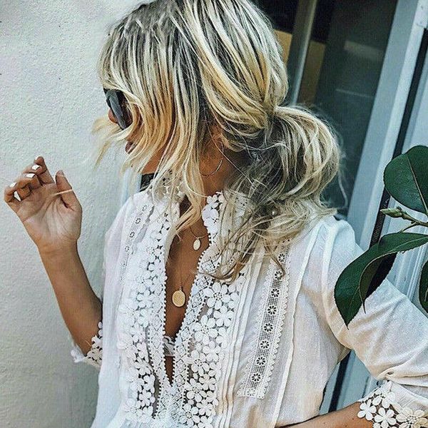 

2021 fashion women lace floral high neck hollow out loose blouses long sleeve white shirt autumn stylish ladies solid