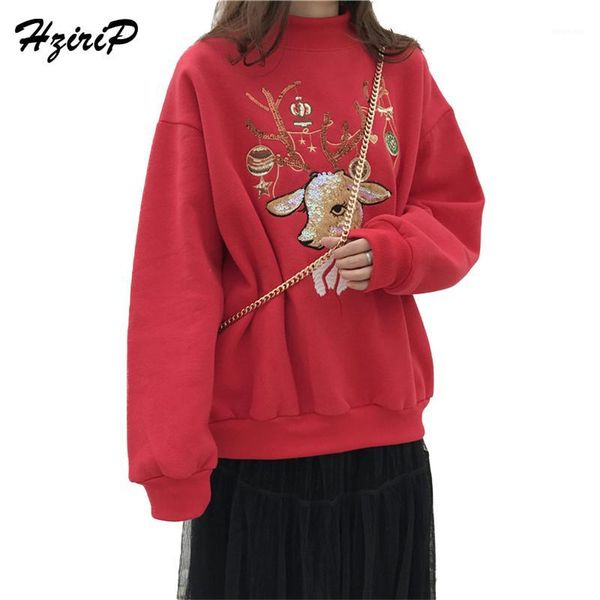 

hzirip long sleeve sequins embroidery sweatshirts women solid fashion warm 2017 new christmas elk female camisetas feminino1, Black