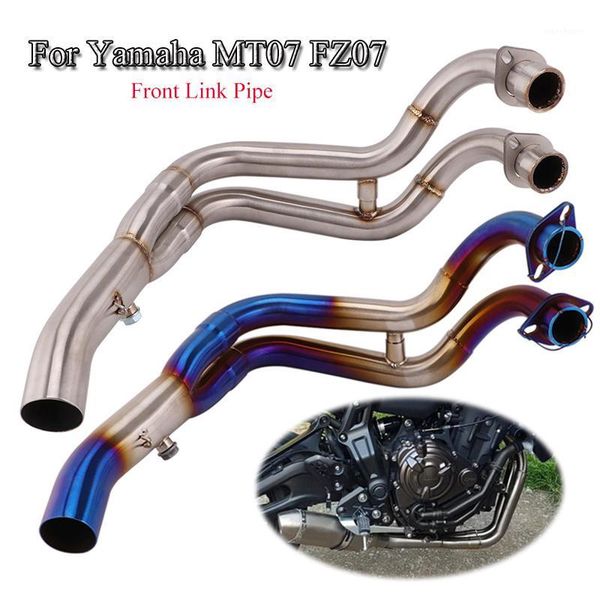 

slip on for mt07 fz07 motorcycle full exhaust link pipe header front connect pipe stainless steel tube bike escape modify1