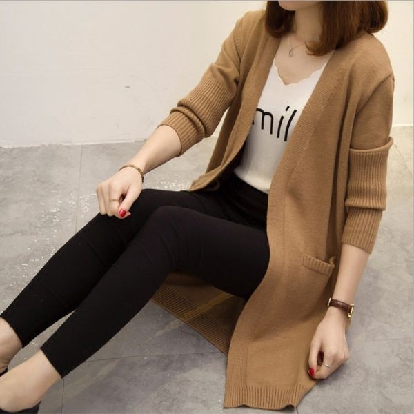 

spring autumn 2020 new cardigan korean lengthening and enlarging coat long sleeve women's sweater, White;black