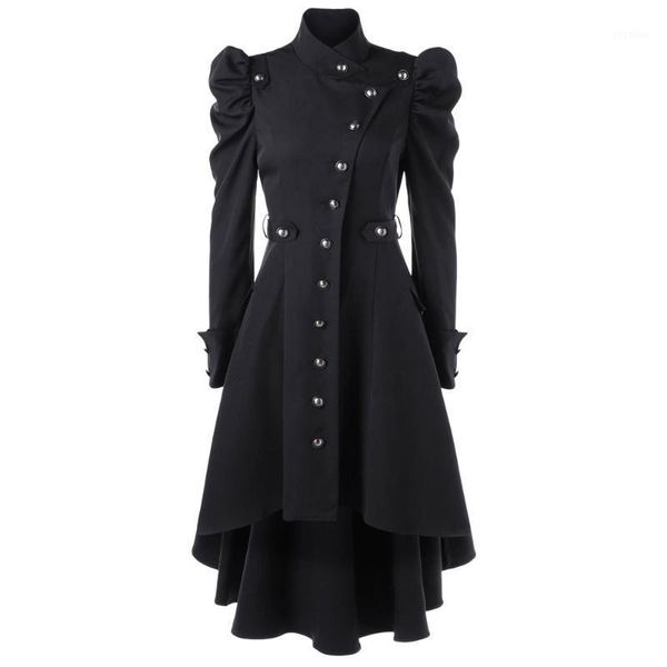 

fashion coat women 2020 female vintage steampunk long coat gothic overcoat ladies retro jacket veste femme clothing1, Black;brown