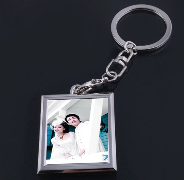 

heart shape round p oval rhombus frame metal alloy keychain key chain car keychains couples keyring gift i, Silver
