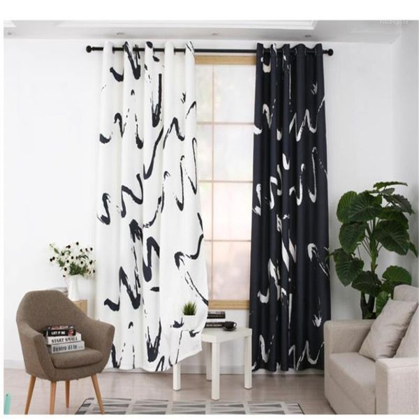 

curtain & drapes customized finished black and white simple bedroom living room personality blackout 3d curtains1