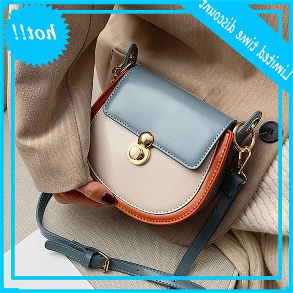 

pu learn contrast color crossbody for women 2021 fashion small shoulder bag women's handbags and wallets travel bags