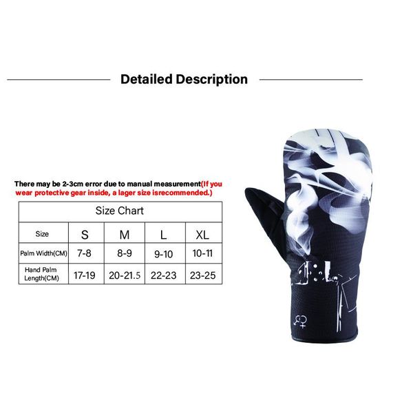 

горнолыжные перчатки зимняя теплая и комфорт сноуборд перчатки для наружного снегохода снег лыжа на лыжах снегопада спорт водонепроницаемый, Black