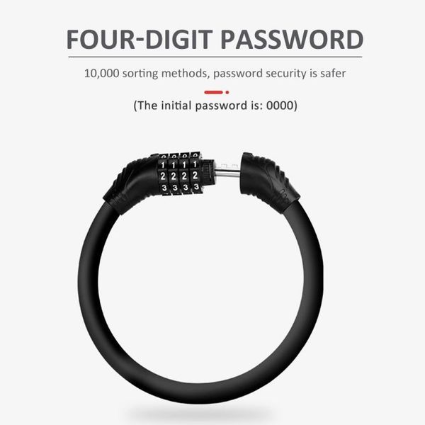 

4-digit password bicycle code lock mountain bike portable security cable lock steel wire lock bicycle accessories q bbyruz