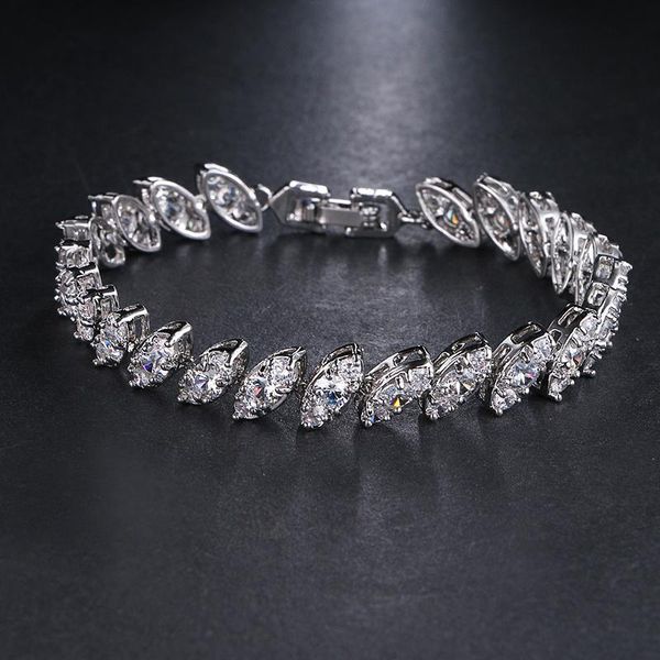 

new style bracelet clear marquise cubic zircon bracelet bangle white gold color suitable for women wholesale jewelry party b-035, Golden;silver