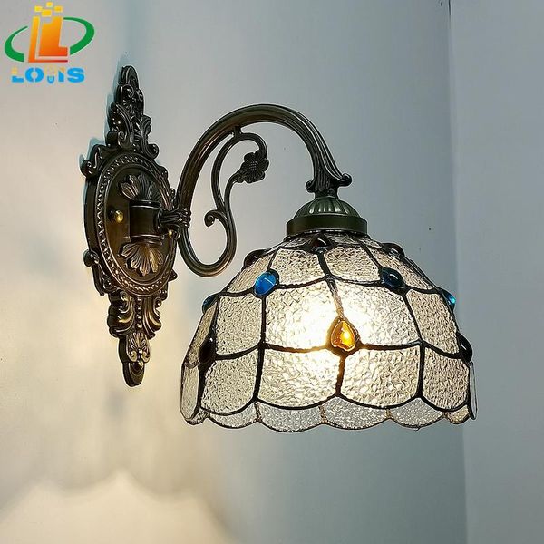 

nordic peacock tail glazed wall lamp tiffany style bedroom balcony living room backdrop lighting bar led simple wall lamps
