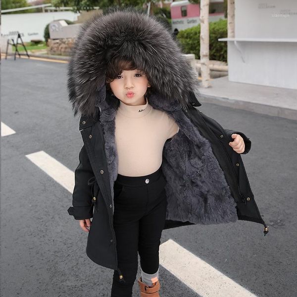 

jackets real fur coat winter jacket girls boys long parka waterproof big natural raccoon collar hood liner tz6391, Blue;gray