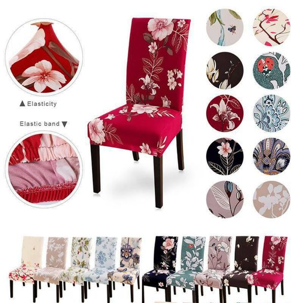 

chair covers universal floral printed stretch dining seat slipcovers party decor