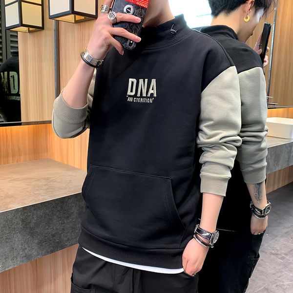

half-turtleneck sweatpants with hoodie jerseys 2020 springtime new release lower korean long glove men's occasional hoodies gsg6, Black