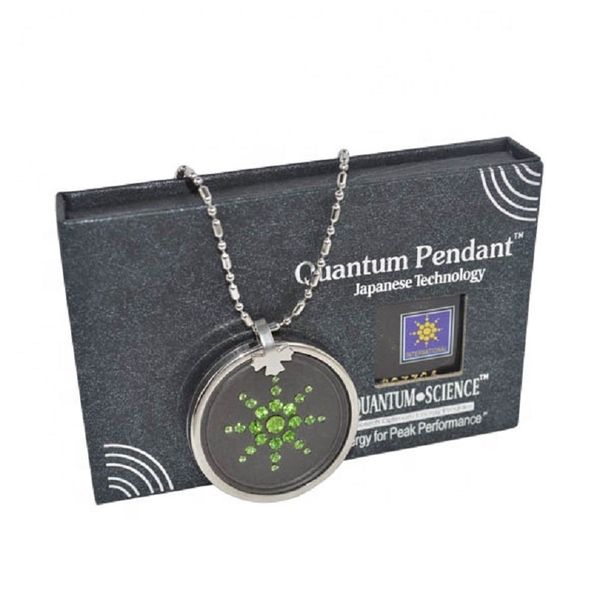 

green crystal volcanic stone energy quantum necklace pendants q1216, Silver