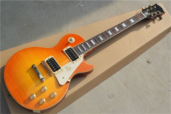 

promotion 1959 tobacco sunburst jimmy page no. 1 electric guitar tiger flame maple grover tuners, gold hardware