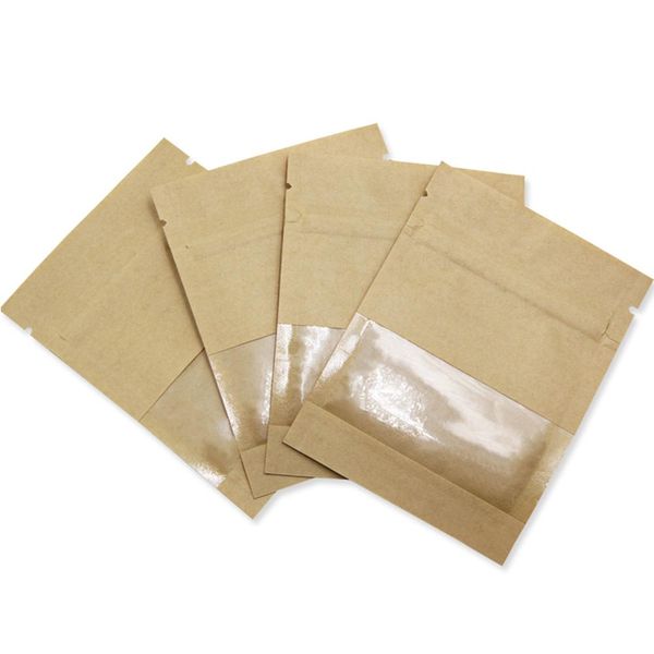 

300pcs lot kraft paper ziplock package bag woth clear window party mini crafts storage pouches reclosable snack nuts zipper bags h bbycqd