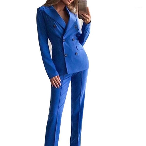 

office lady elegant blazer pant suits women's notched collar buttons jacket and straight pants trousers 2 piece set women1, White