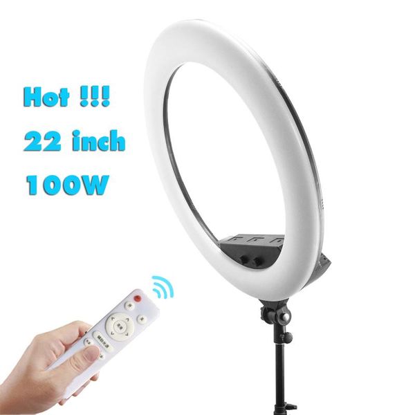 

100w 22" ring lamp 55cm remote control ring light kit super bright led lamp for makeup beauty nail skin handbag & tripod