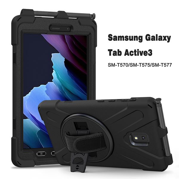 

silicone case with hand strap and bracket for samsung galaxy tab active 3 2020 t570 t577 t575 shockproof cover