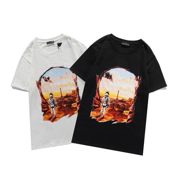 

women t shirt summer 2021 new arrival paint letter pattern print men casual women's short sleeve breathable tees, White