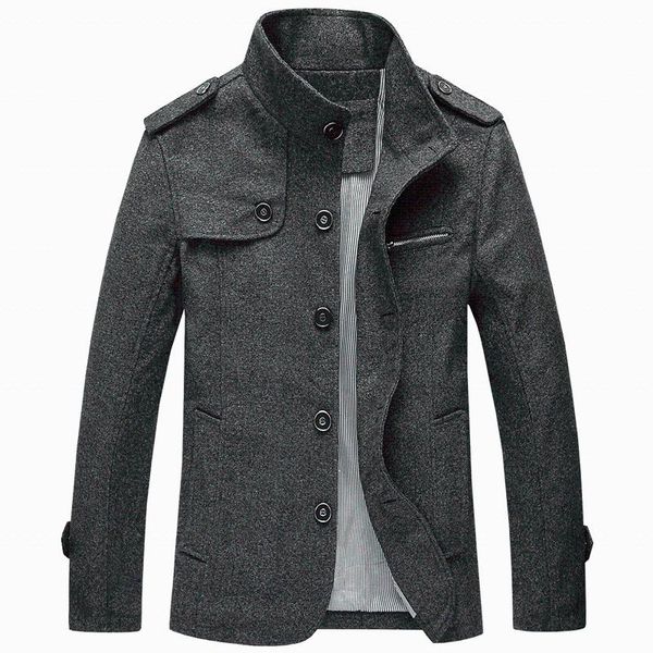 

in the men's windbreaker long collar leisure coat coat of cloth woollen, Black;brown