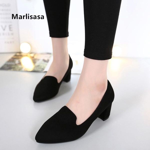 

marlisasa women classic pointed toe office high heel shoes ladies casual navy blue pumps zapato negro tacon f5751, Black