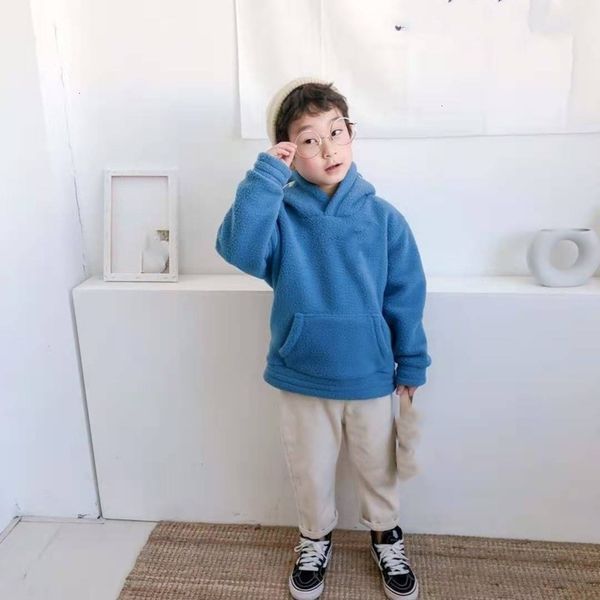 

hooded sle 2020 wtern new pullover pink winter lovely long sve korean women's pure color children's wear xoer, Black