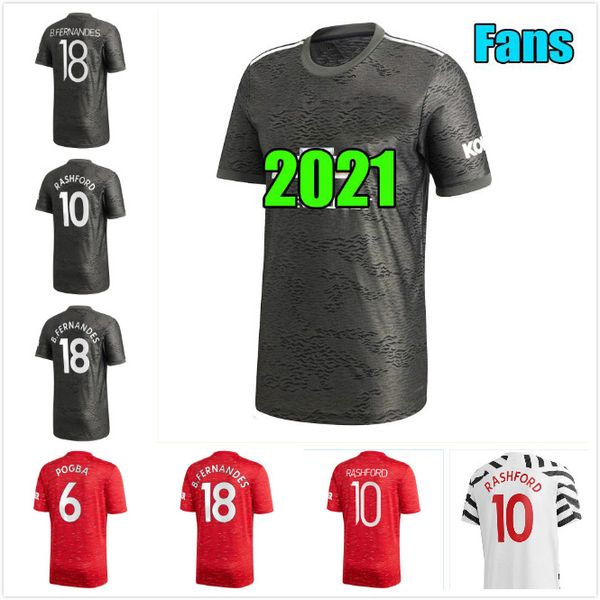 

2020 2021 united cavani van de beek b. fernandes pogba soccer jerseys humanrace football uniforms united utd 20 21 third man kids player, Black