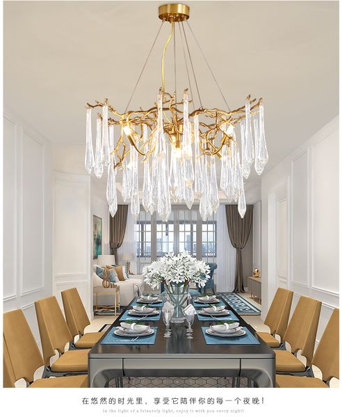 

luxurious led chandelier nordic 6/8/12 head k9 crystal ceiling chandelier light for dining room villa living room decor