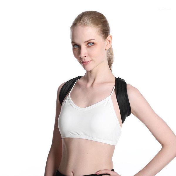 

adjustable posture corrector back support shoulder back brace posture correctionr spine corrector health postural fixer tape1, Black;blue