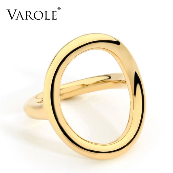 

varole new arrival cold wedding rings for women irregular korean simple style round copper ring jewelry wholesale 201218, Silver
