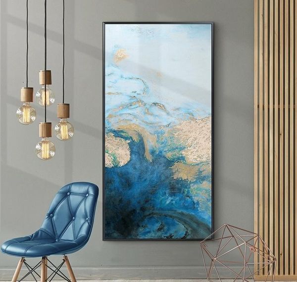 

canvas home large wall wall dining art room nordic room print oil abstract living pictures and poster art blue decoration painting wmtgr