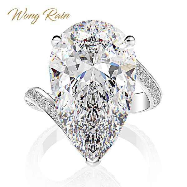 

wong rain luxury 100% 925 sterling silver created moissanite gemstone wedding engagement diamonds ring fine jewelry wholesale 201119, Slivery;golden