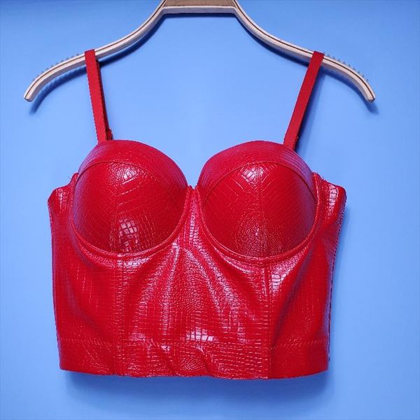

crocodile pattern pu leather tank gemstones bralet corselets womens party wedding bustier bra cropped f1274, White
