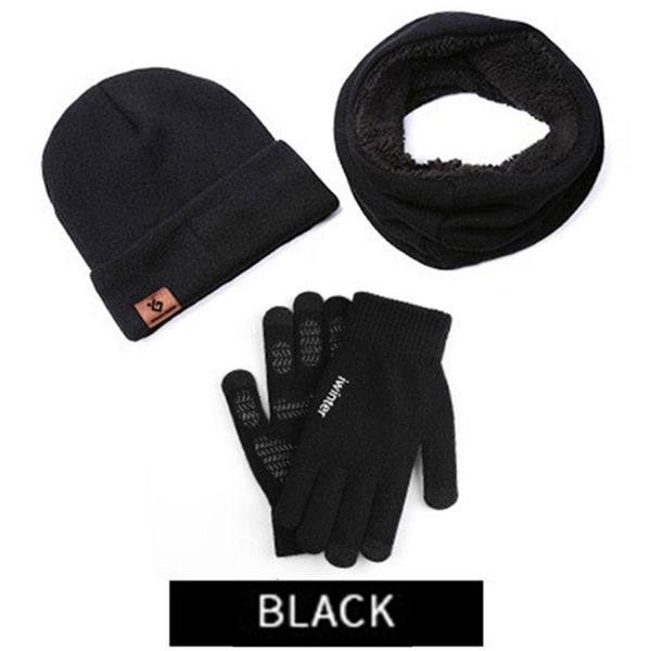 

factoryc26m2020 hat autumn scarf winter gloves knitted three-piece suit men and women wool plus velvet to keep warm