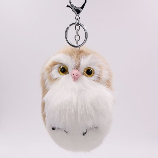 

china factory direct amazon wish new imitation rabbit fur owl fur bag car pendant cute animal plush fur owl keychain keychain owl, Silver