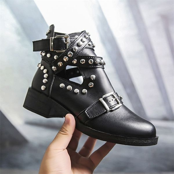 

sagace fashion rivet belt buckle ankle boots for boot student casual women large size single shoes y200115, Black