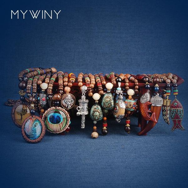 

3 designs ox horn nepal wind bell fashion tibetan silver ethnic wood beaded necklace