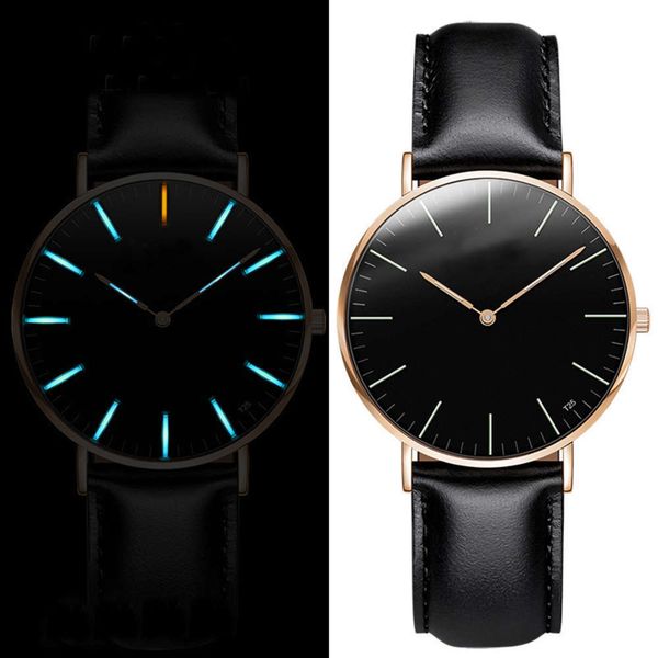 

leisure student watch men's fashion business non mechanical large dial men's quartz strap luminous men's watch, Slivery;brown