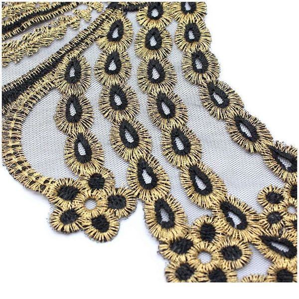 

1pc gold and black fabric flower lace sewing applique lace collar neckline collar applique diy clothing accessories scra jllklw