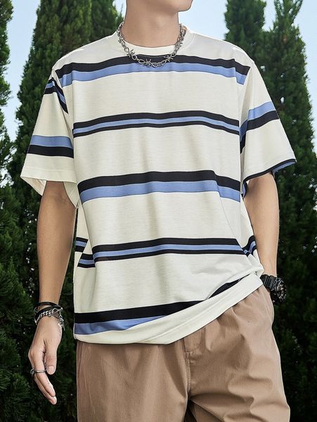 

men block striped tee h2sp#, White;black