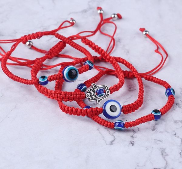 

factoryads6string handwoven kabbalah red thread lucky hamsa bracelets blue turkish evil eye charm jewelry fatima friendship bracele