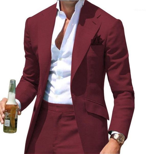 

latest notch large lapel burgundy men's suit blazer casual fashion jacket pants groom wedding party dress custom tuxedo 2 pieces1, White;black
