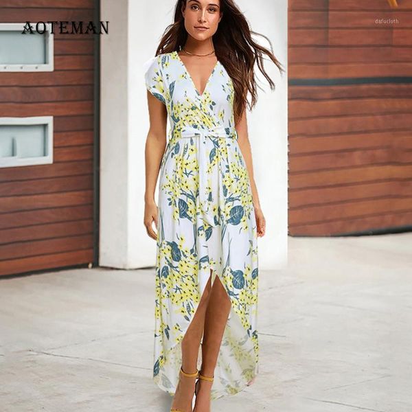 

spring summer dress women 2020 casual fashion v neck print party dresses ladies elegant vintage belt long dress vestidos1, Black;gray