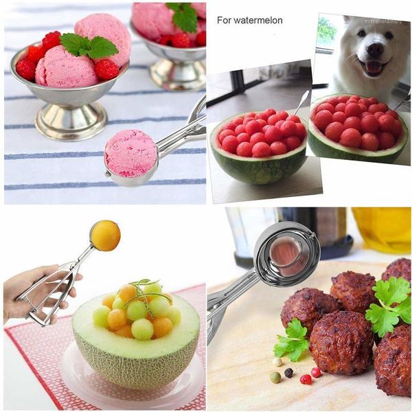 

5cm cookie scoop ice cream spoon 18/8 stainless steel mash potato spoon biscuit dough dish watermelon scoop1