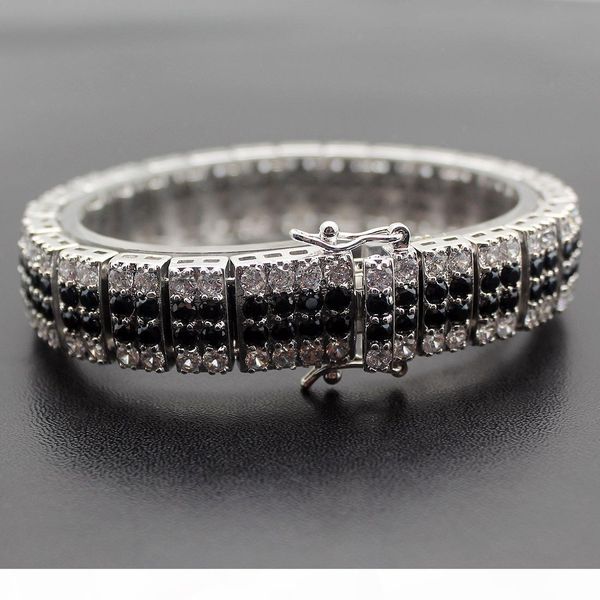 

high-end2020k hermosa gemstone links bracelet 925 sterling silver white z black onyx sparkle charm cocktail jewelry 7 inch
