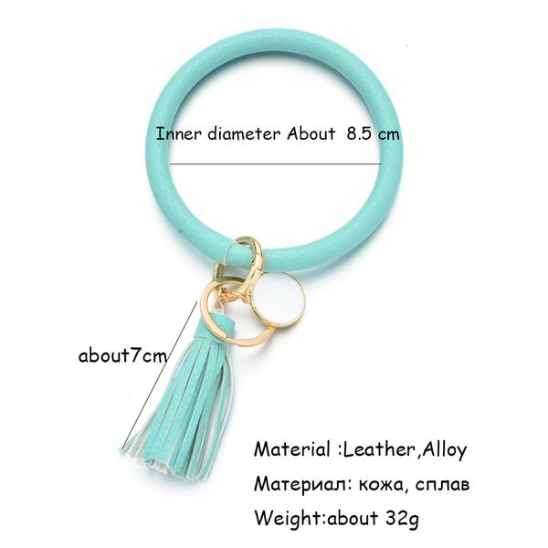 

pu key tassels leather wrap bracelets ring women leopard keychain wristband candy color sunflower drip oil bracelet chai, Silver