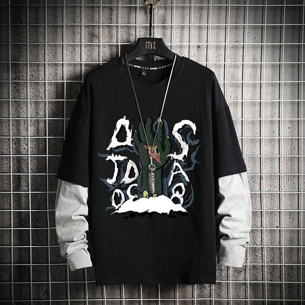 

2021 new arrival men's hoodies fashion patchwork mens casual letter hip hop hooded sweatshirts cvzk, Black