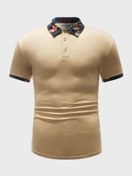 

men floral print colorblock polo shirt u2us#, White;black
