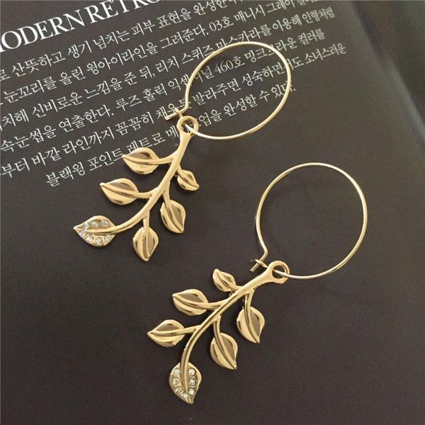 

dangle & chandelier arrival lovely cute drop earrings gold color leaf with small glass decoration for women casual jewelry, Silver