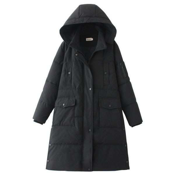 

women 2020 new winter korean style loose female cotton-quilted thick jacket solid to-line oversized parkas ec1p, Black