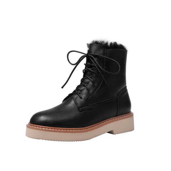 

russian-30 winter women's ankle leather boots with 4i16, Black